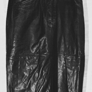 Together Brand Vintage Black Leather pencil skirt (1990's)